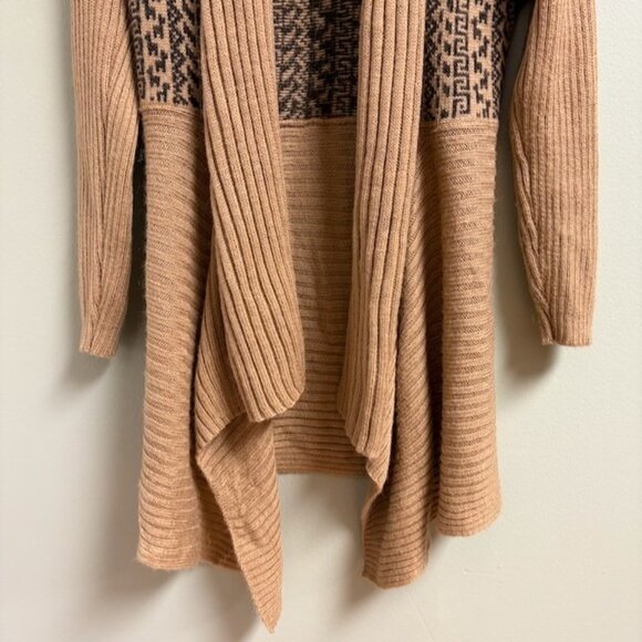Albinaas Alpaca Womens Handmade Open Front Waterfall Brown Cardigan Size XS Peru - Picture 3 of 12